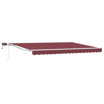 Handmatige Luifelhouder met LED's Bordeauxrood 4 × 3 m