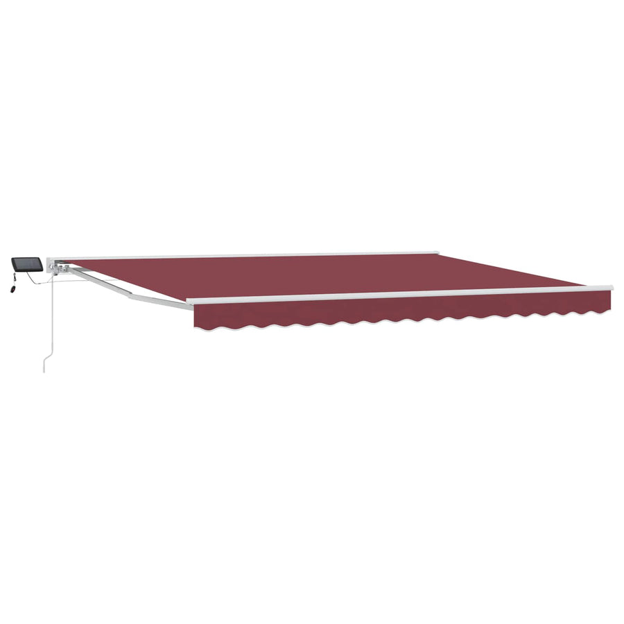 Handmatige Luifelhouder met LED's Bordeauxrood 4 × 3 m
