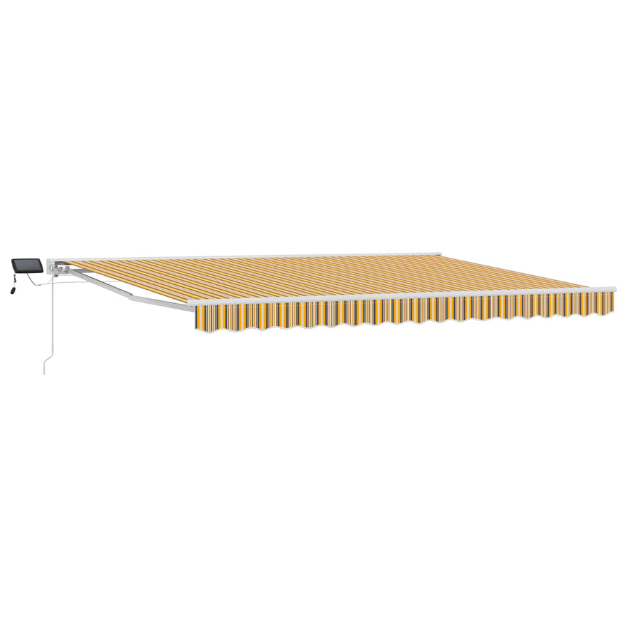 Handmatige Luifelhouder met LED's Geel en Grijs 4 × 3 m