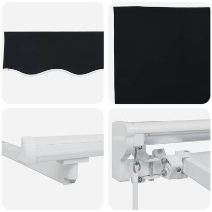Handmatige Luifelhouder met LED's Zwart 4 × 3 m