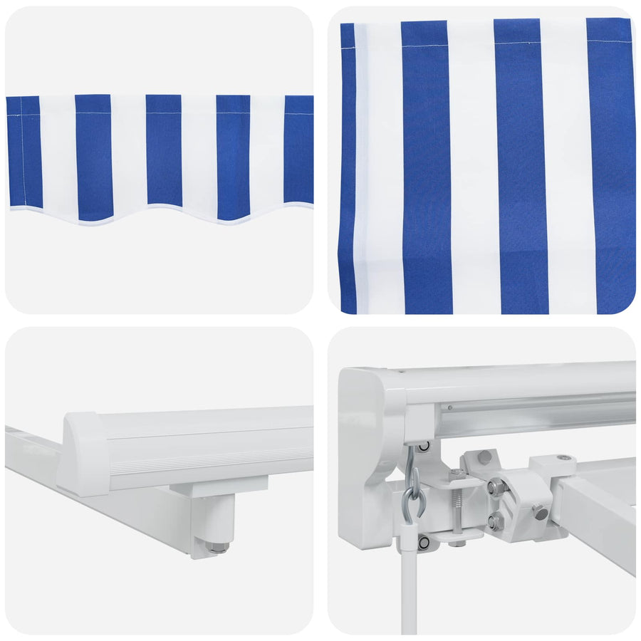 Handmatige Luifelhouder met LED's Blauw en Wit 4 × 3,5 m