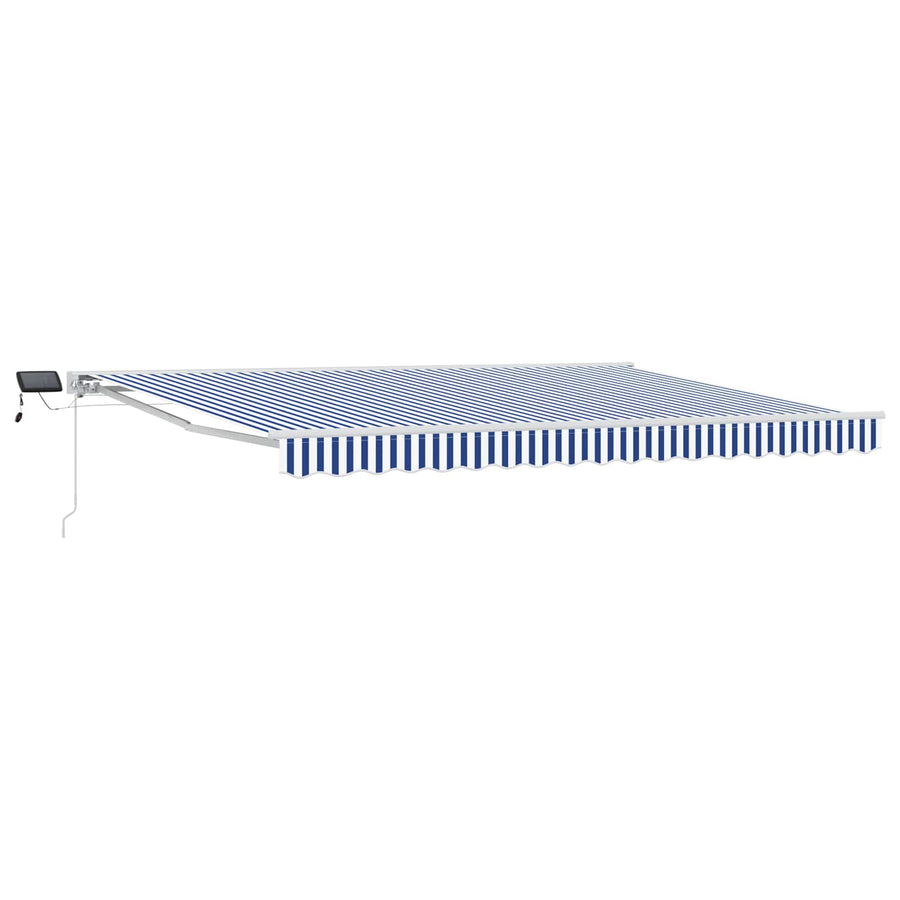 Handmatige Luifelhouder met LED's Blauw en Wit 4 × 3,5 m