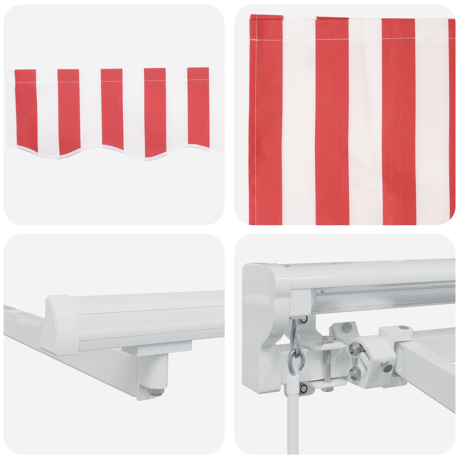 Handmatige Luifelhouder met LED's Rood en Wit 4 × 3,5 m