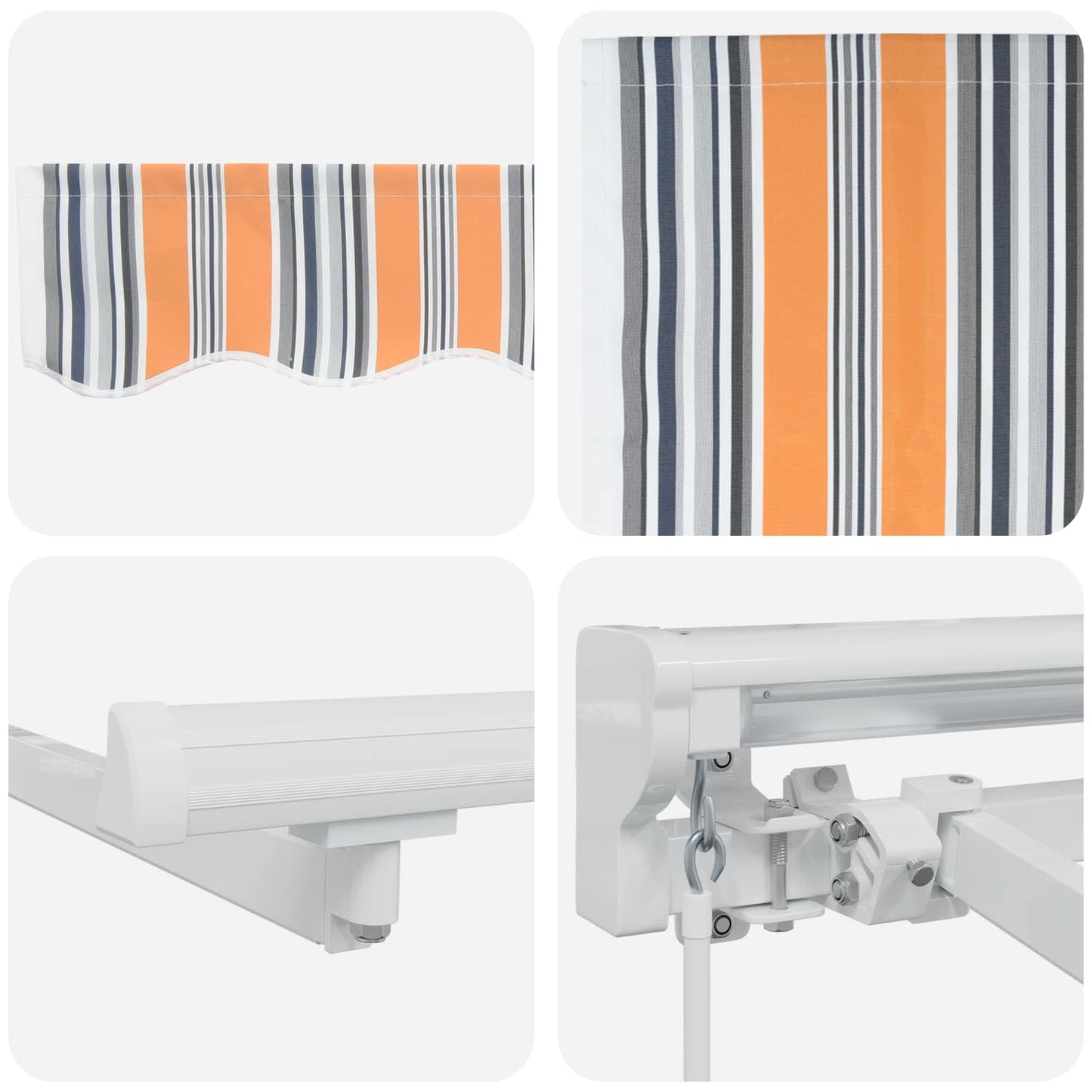 Handmatige Luifelhouder met LED's Blauw, Oranje, Wit 4 × 3,5 m