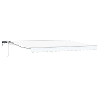 Handmatige Luifelhouder met LED's Wit 4 × 3,5 m