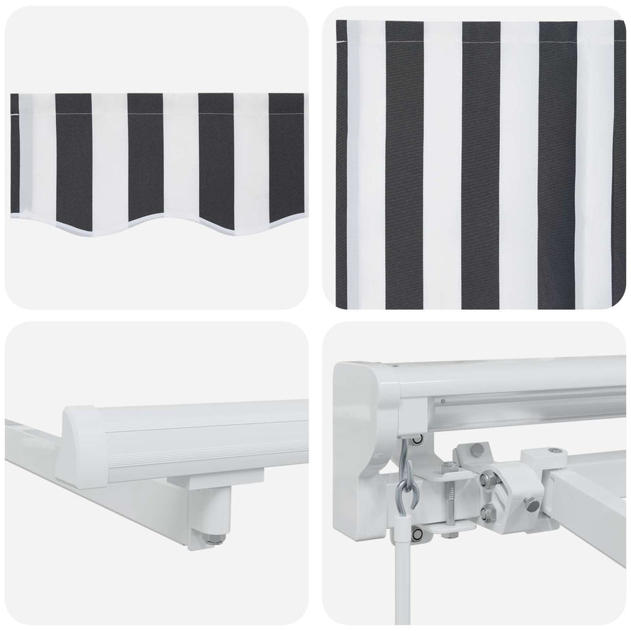 Handmatige Luifelhouder met LED's Antraciet en Wit 4,5 × 3 m