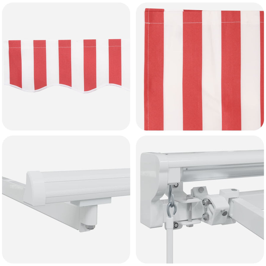 Handmatige Luifelhouder met LED's Rood en Wit 4,5 × 3 m
