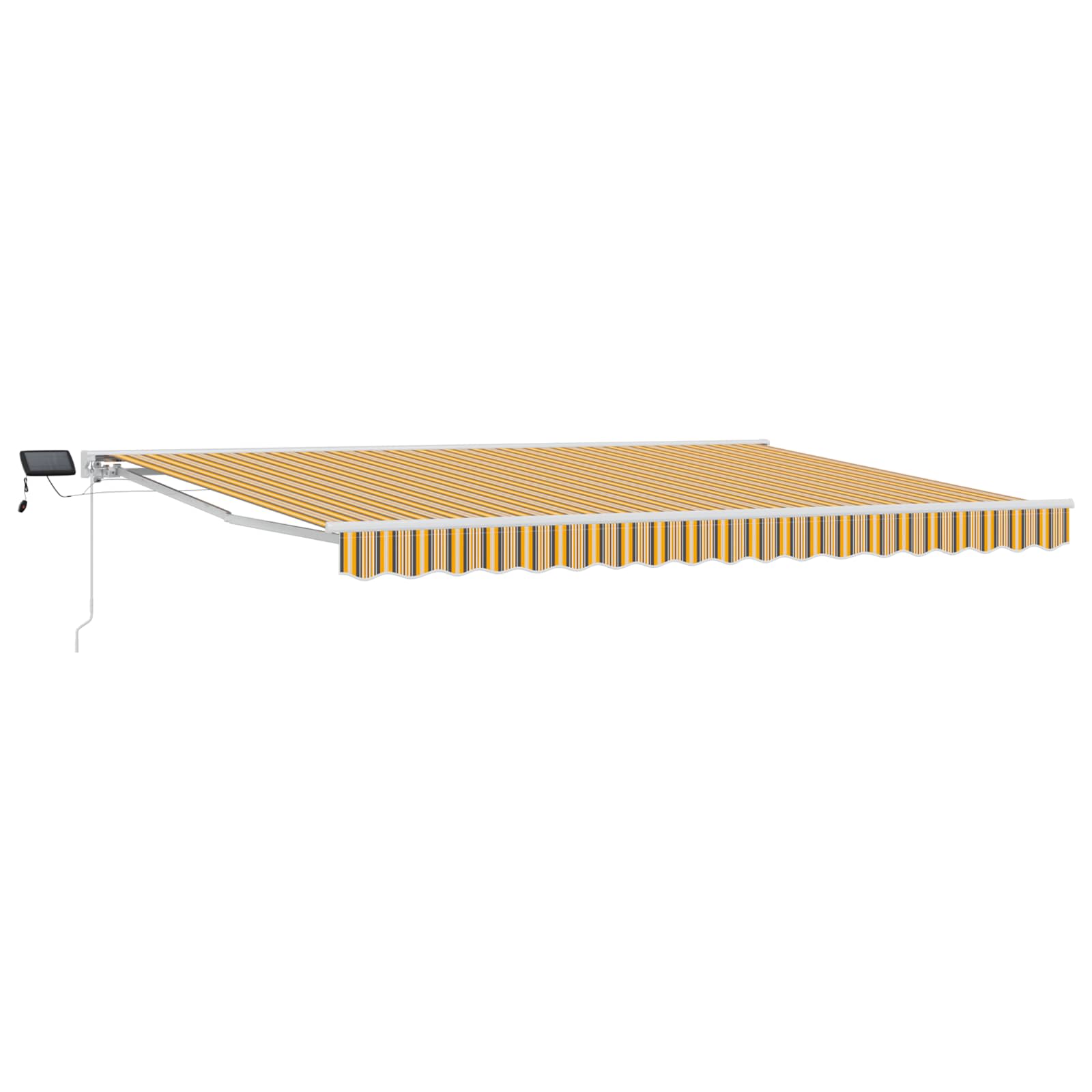 Handmatige Luifelhouder met LED's Geel en Grijs 4,5 × 3 m