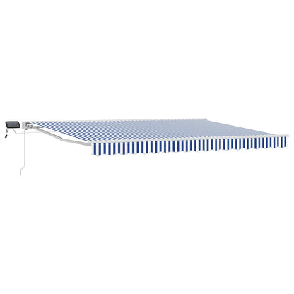 Handmatige Luifelhouder met LED's Blauw en Wit 5 x 3 m
