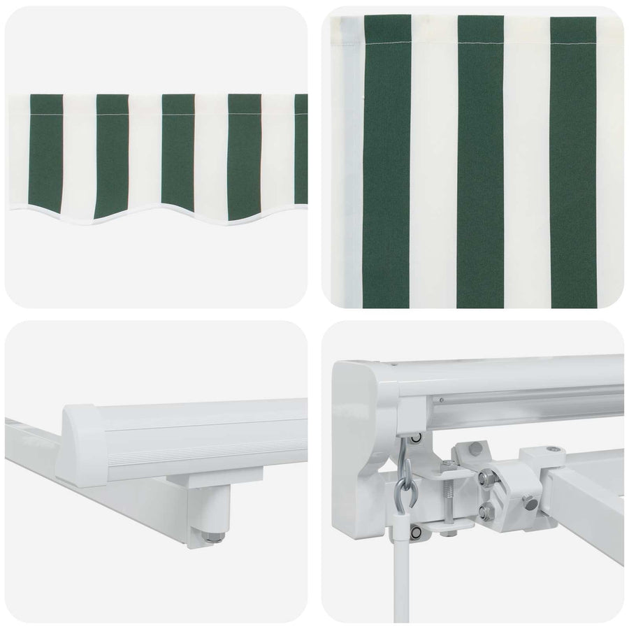 Handmatige Luifelhouder met LED's Groen en Wit 5 x 3 m