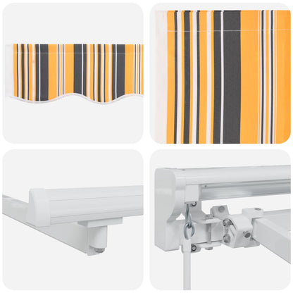 Handmatige Luifelhouder met LED's Geel, Grijs en Wit 5 × 3,5 m