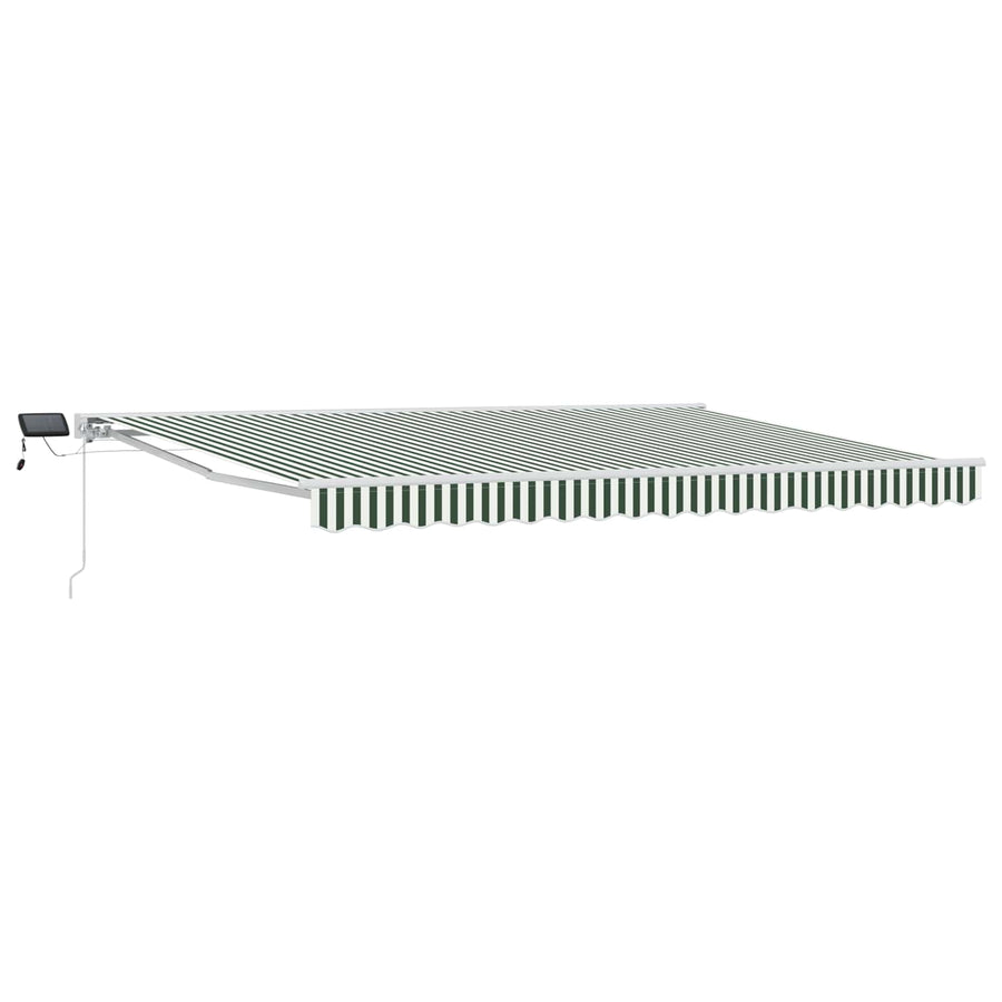 Handmatige Luifelhouder met LED's Groen en Wit 5 × 3,5 m