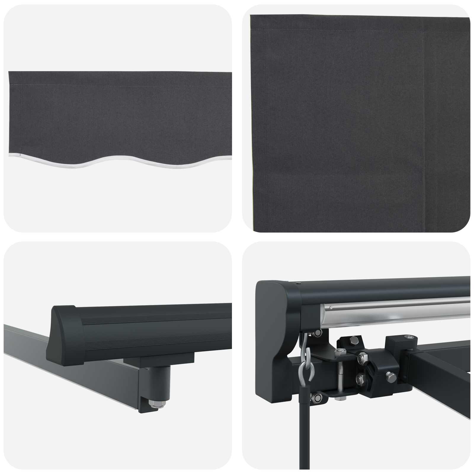 Handmatige Luifelhouder met LED's Antraciet 3 x 2 m