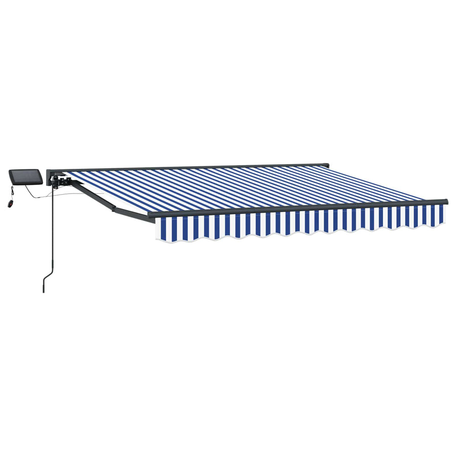 Handmatige Luifelhouder met LED's Blauw en Wit 3,5 x 2 m