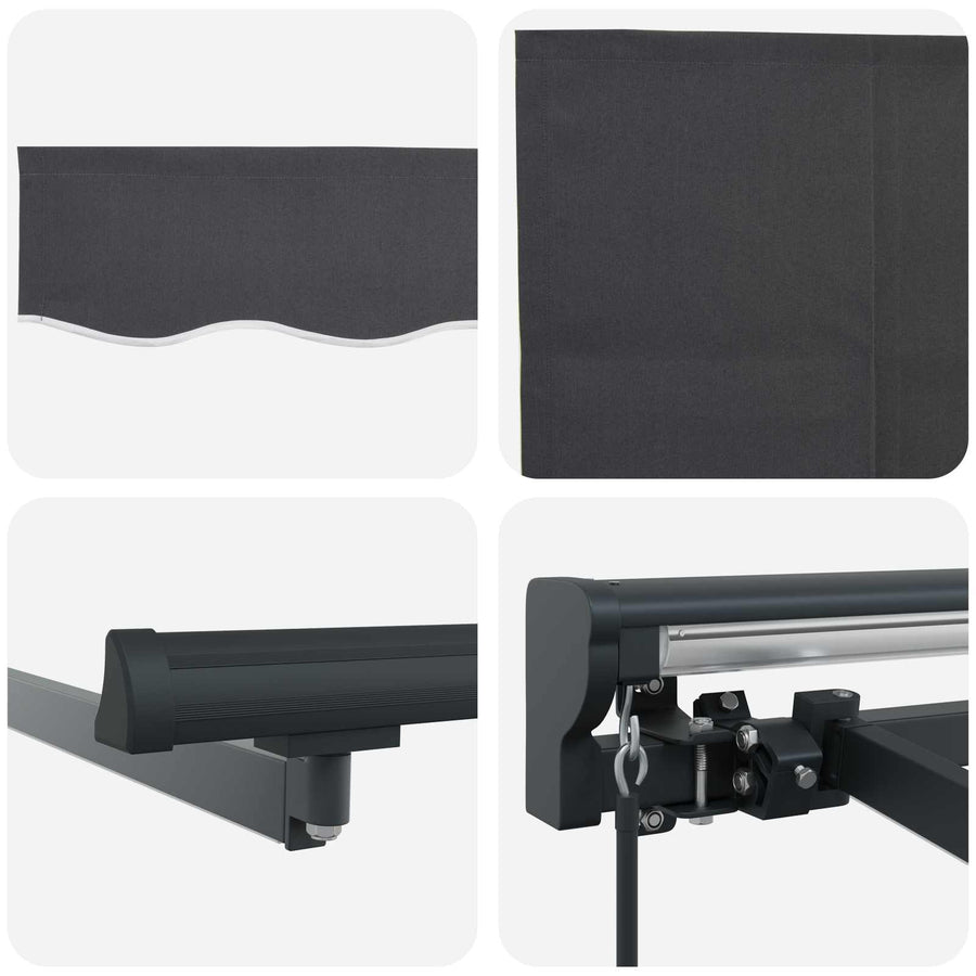 Handmatige Luifelhouder met LED's Antraciet 3,5 x 2 m