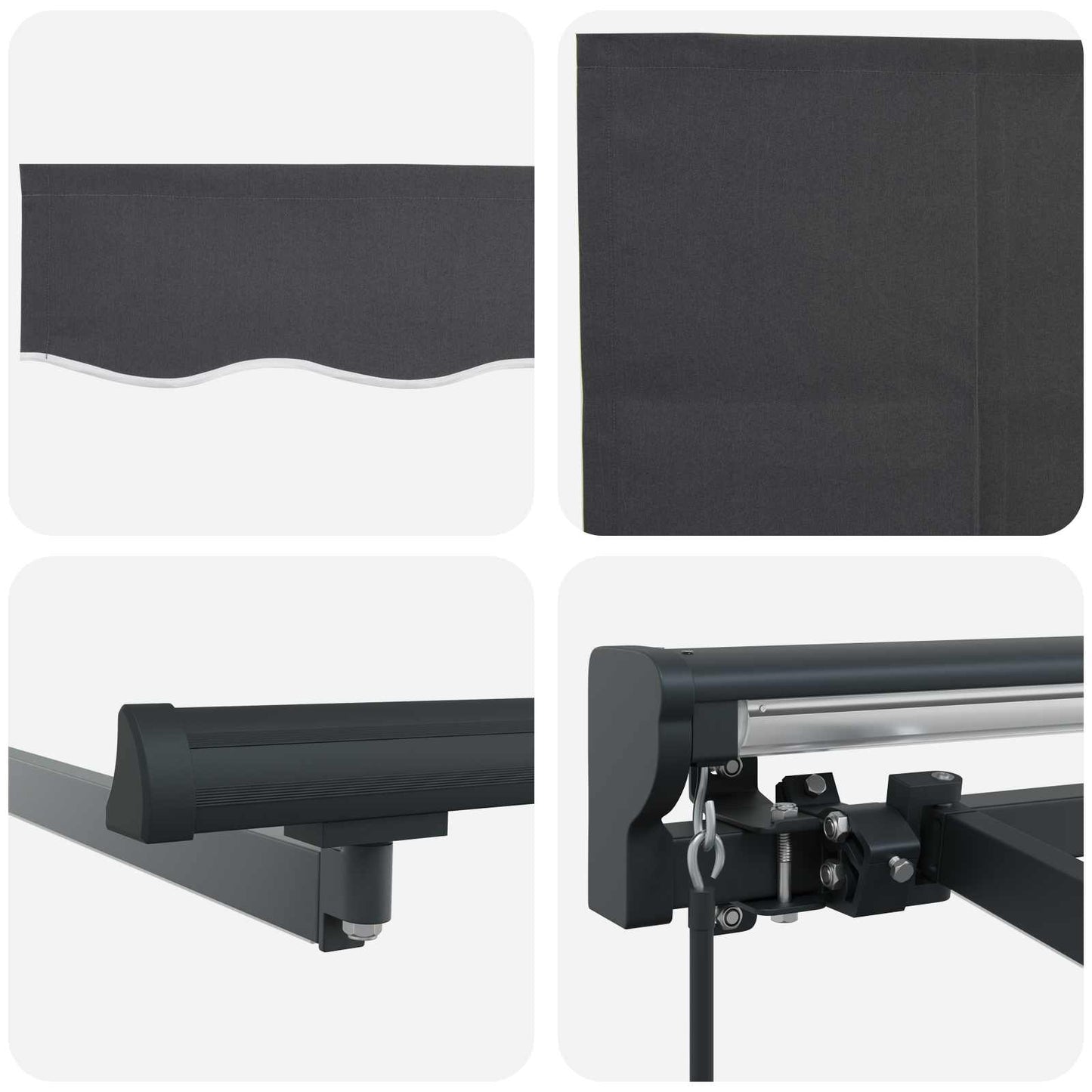 Handmatige Luifelhouder met LED's Antraciet 4 x 2 m