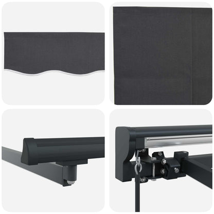 Handmatige Luifelhouder met LED's Antraciet 4 x 2 m