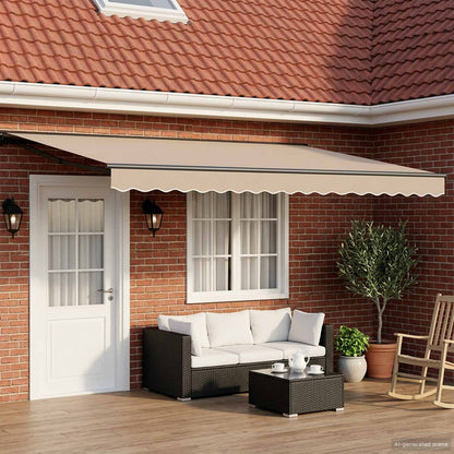 Handmatige Luifelhouder met LED's Beige en Antraciet 4 x 2 m