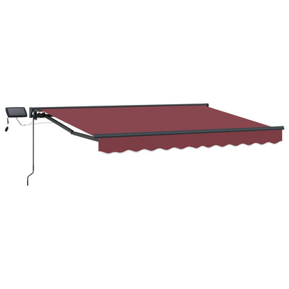 Handmatige Luifelhouder met LED's Bordeauxrood 3 x 2,5 m