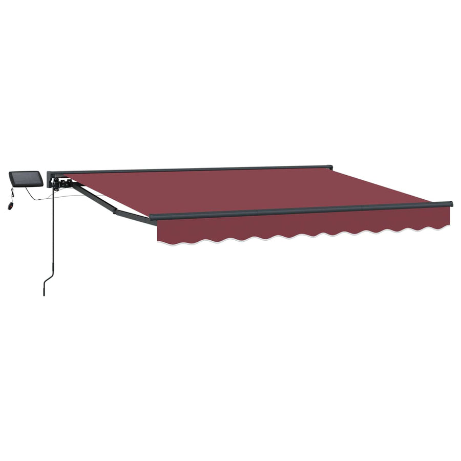 Handmatige Luifelhouder met LED's Bordeauxrood 3 x 2,5 m
