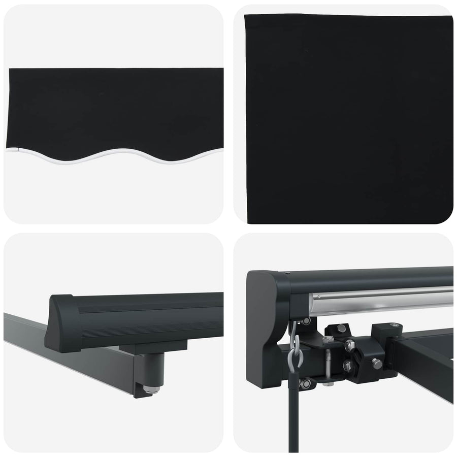Handmatige Luifelhouder met LED's Zwart 3 x 2,5 m