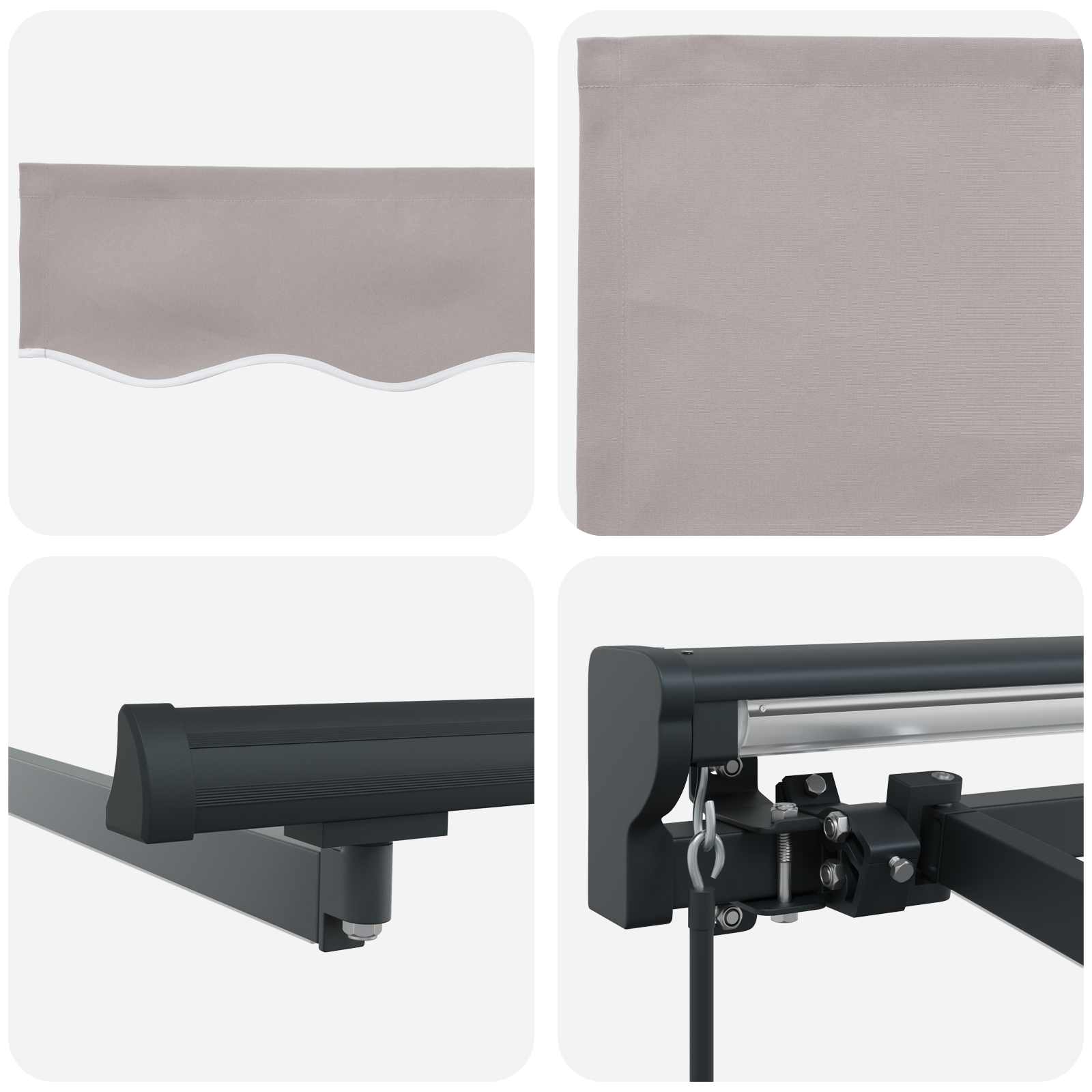 Handmatige Luifelhouder met LED's Lichtgrijs 3 x 2,5 m