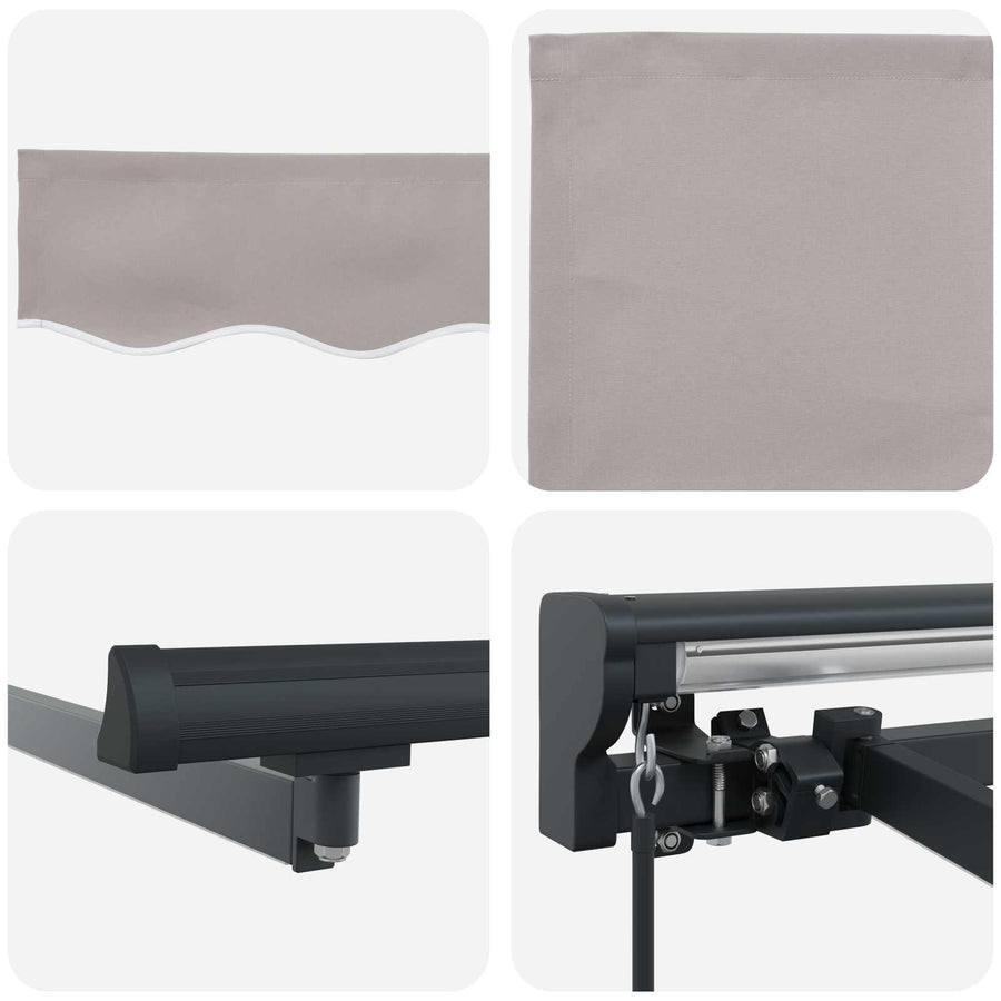 Handmatige Luifelhouder met LED's Lichtgrijs 3 x 2,5 m