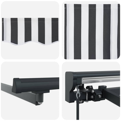 Handmatige Luifelhouder met LED's Antraciet en Wit 3,5 x 2,5 m