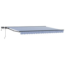 Handmatige Luifelhouder met LED's Blauw en Wit 4 × 3 m