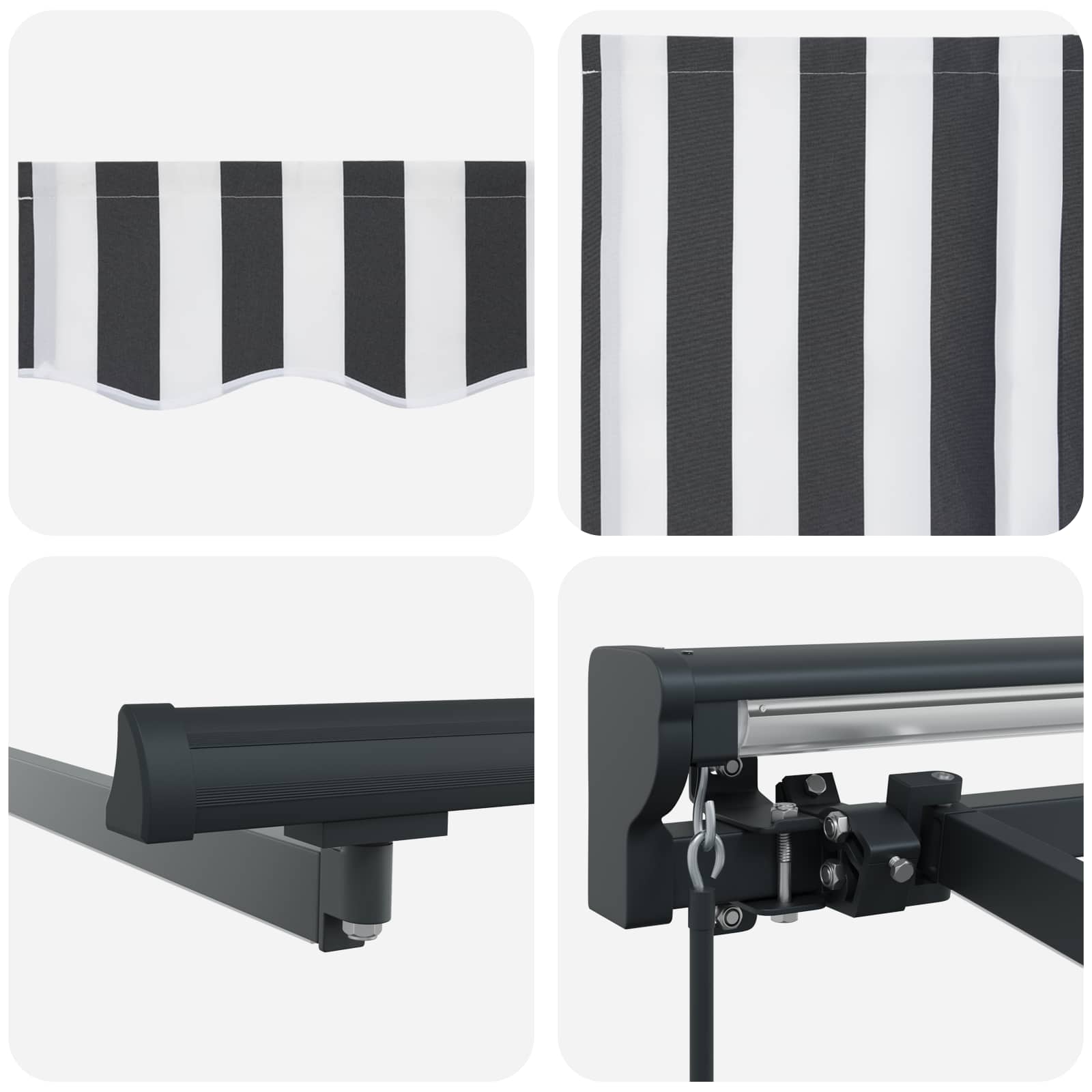 Handmatige Luifelhouder met LED's Antraciet en Wit 4 × 3,5 m