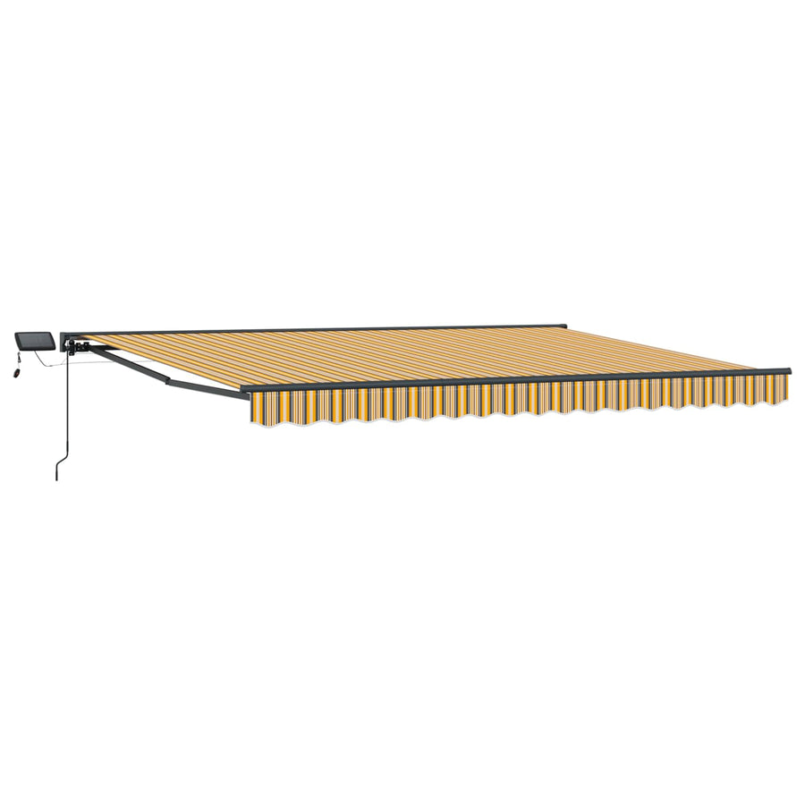 Handmatige Luifelhouder met LED's Geel en Grijs 4 × 3,5 m