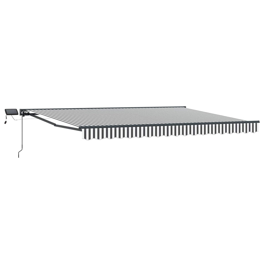 Handmatige Luifelhouder met LED's Antraciet en Wit 4,5 × 3 m