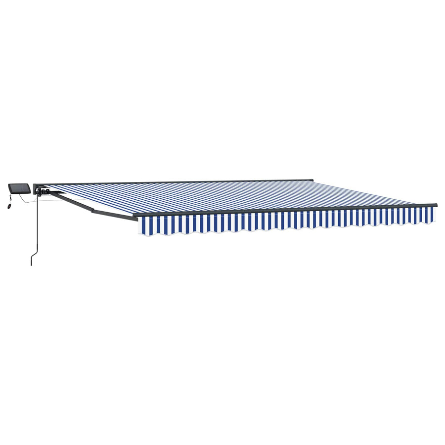 Handmatige Luifelhouder met LED's Blauw en Wit 5 x 3 m