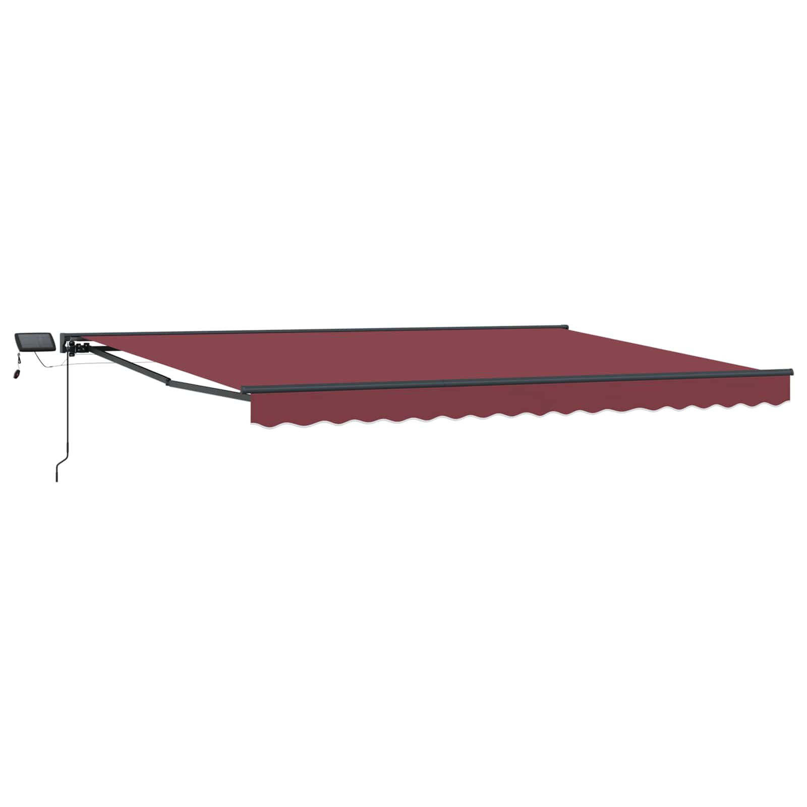 Handmatige Luifelhouder met LED's Bordeauxrood 5 × 3,5 m