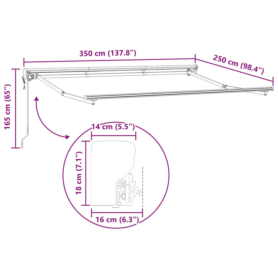 Elektrisch Uittrekbaar Zonnescherm Beige 3,5 x 2,5 m