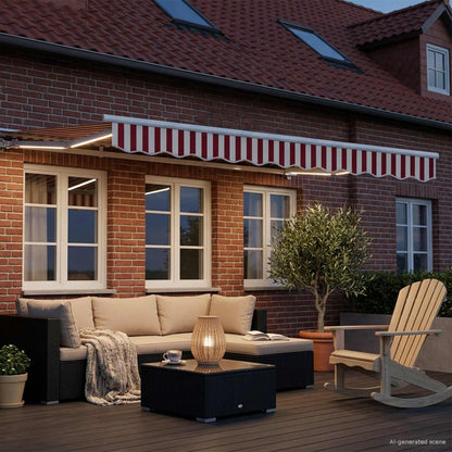 Elektrisch Uittrekbaar Zonnescherm Rood en Wit 2,5 x 2 m