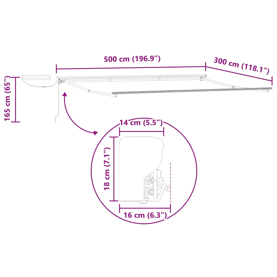 Elektrisch Uittrekbaar Zonnescherm Antraciet 5 x 3 m