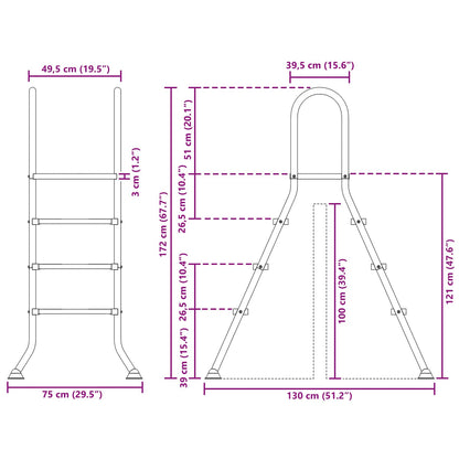 Ladder voor bovengronds zwembad 100 cm 3 treden zilver