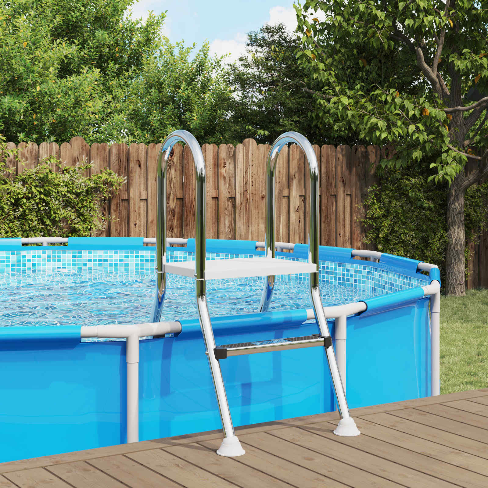 Deels ingegraven zwembadtrap 172 x 106 cm 3-traps