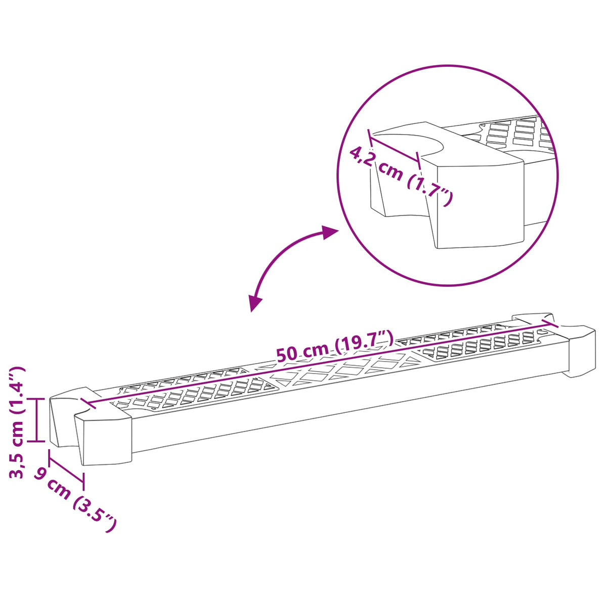 Vervangende trede voor zwembadtrap 50 x 9 x 3,5 cm