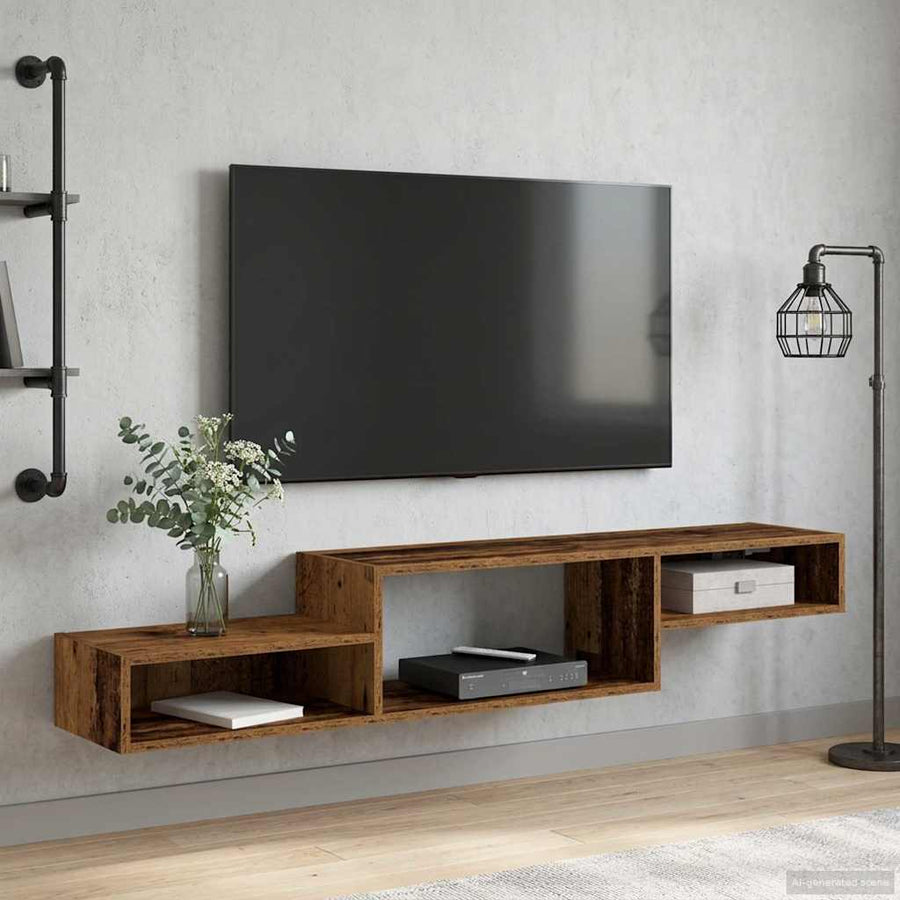 Wandgemonteerd tv-meubel Muurmontage Oud hout 150 x 28 x 26 cm