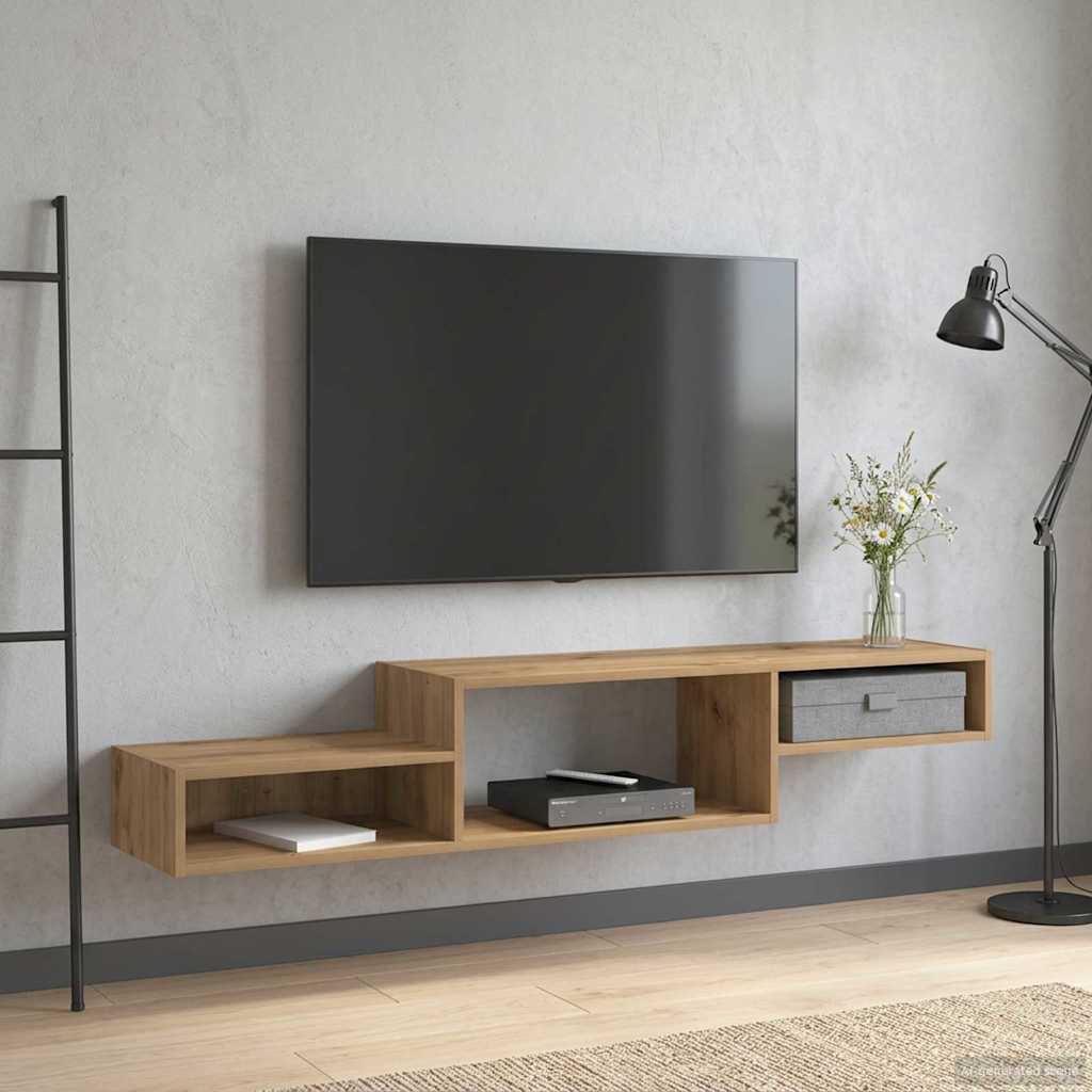 Wandgemonteerd tv-meubel Muurmontage Artisanaal eiken