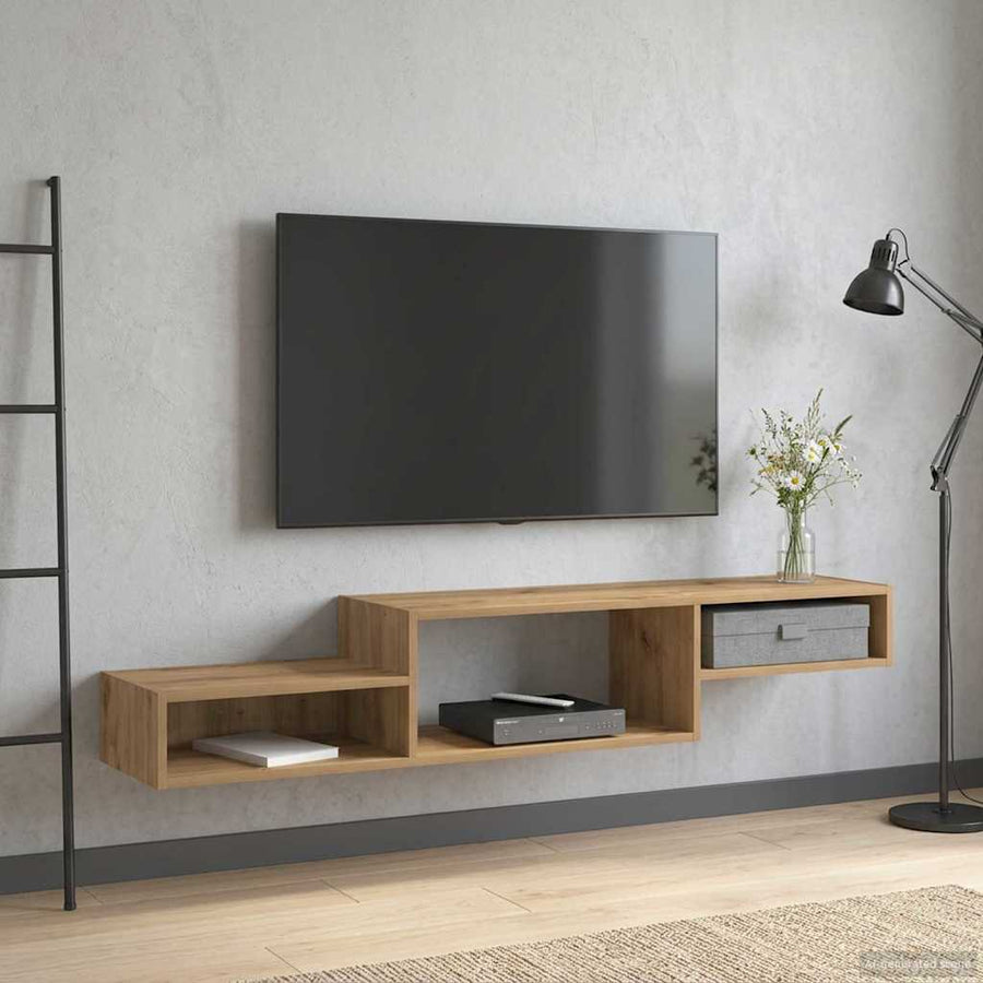 Wandgemonteerd tv-meubel Muurmontage Artisanaal eiken