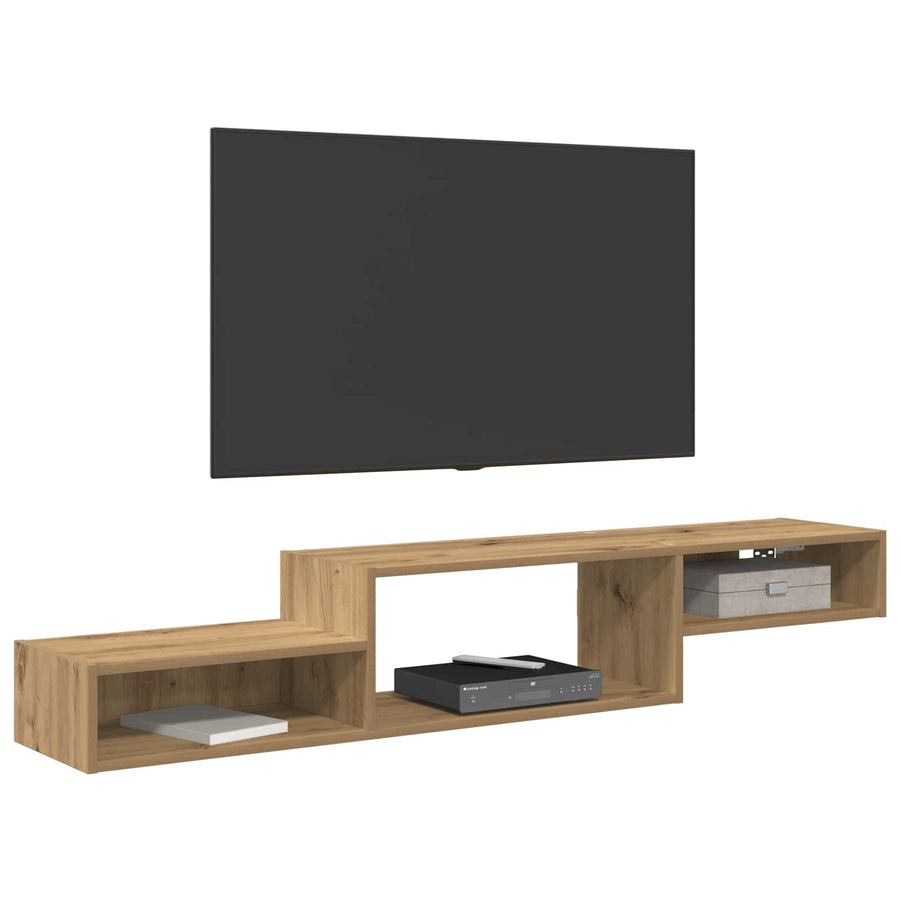 Wandgemonteerd tv-meubel Muurmontage Artisanaal eiken