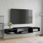 Wall-mounted TV unit Wall mount Black oak
