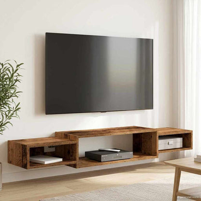 Wandgemonteerd tv-meubel Muurmontage Oud hout 140 x 28 x 21 cm