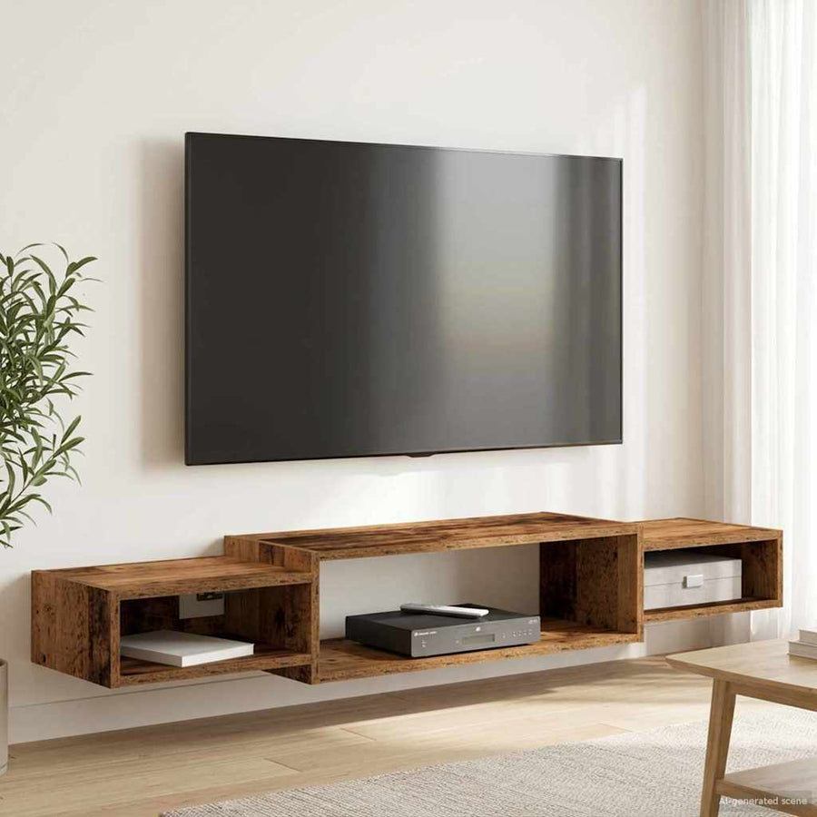 Wandgemonteerd tv-meubel Muurmontage Oud hout 140 x 28 x 21 cm