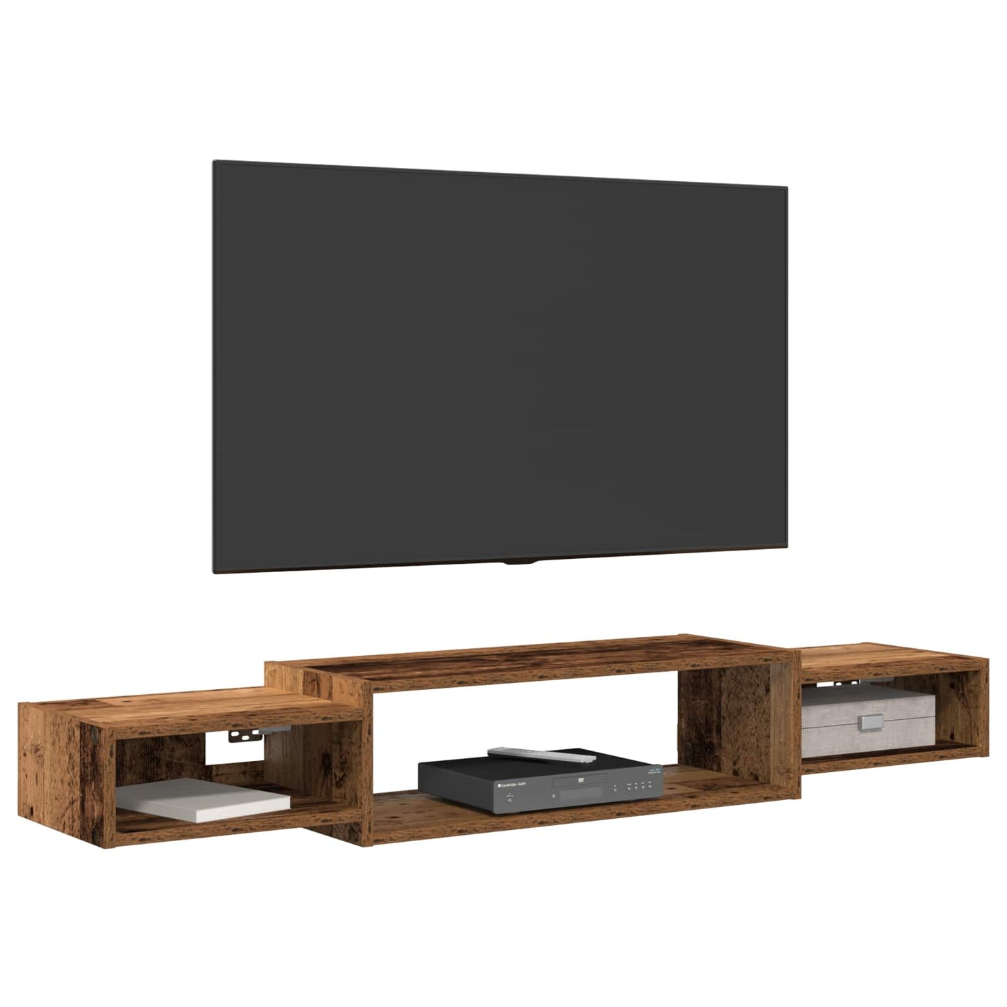 Wandgemonteerd tv-meubel Muurmontage Oud hout 140 x 28 x 21 cm