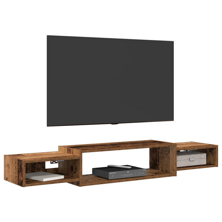 Wandgemonteerd tv-meubel Muurmontage Oud hout 140 x 28 x 21 cm