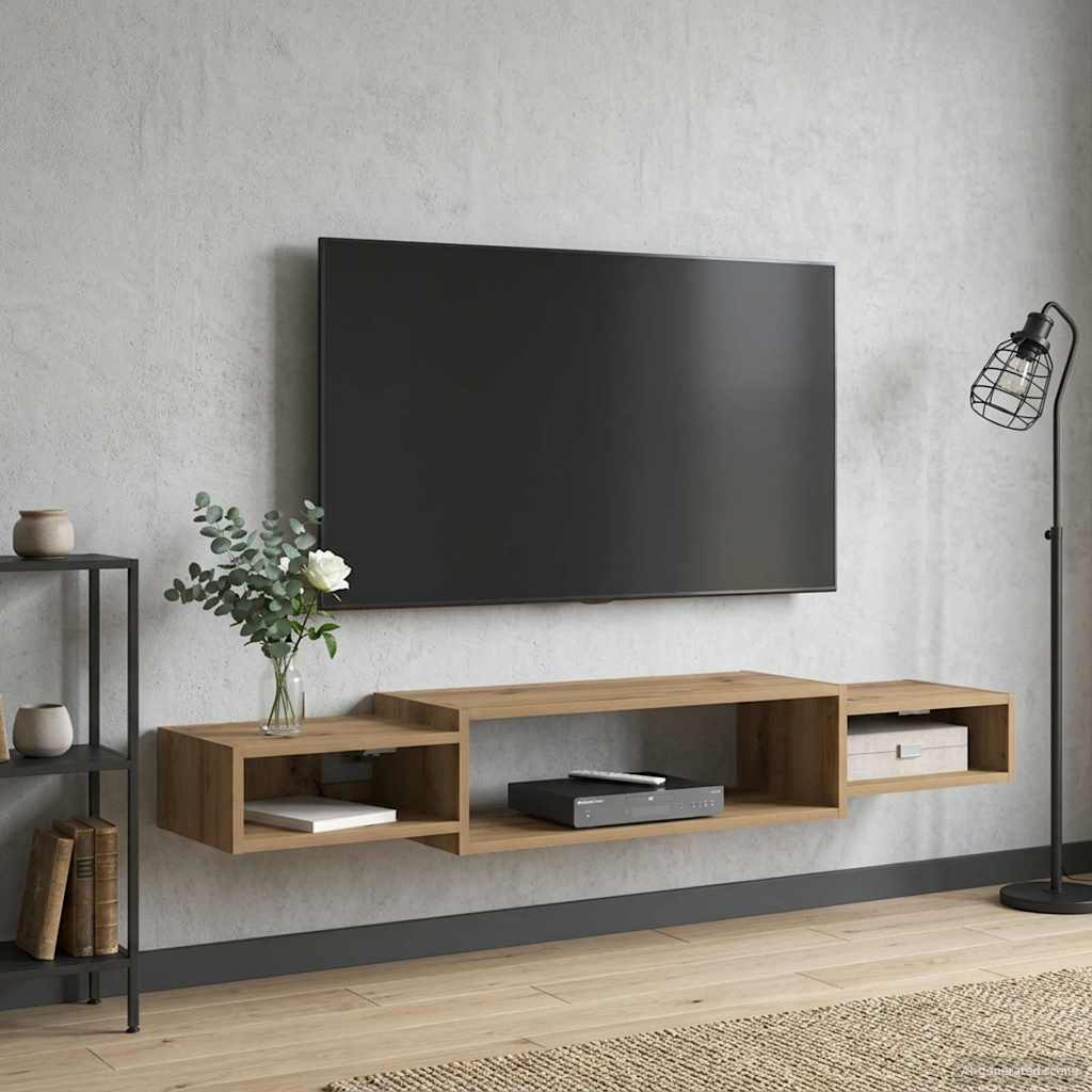 Wandgemonteerd tv-meubel Muurmontage Artisanaal eiken